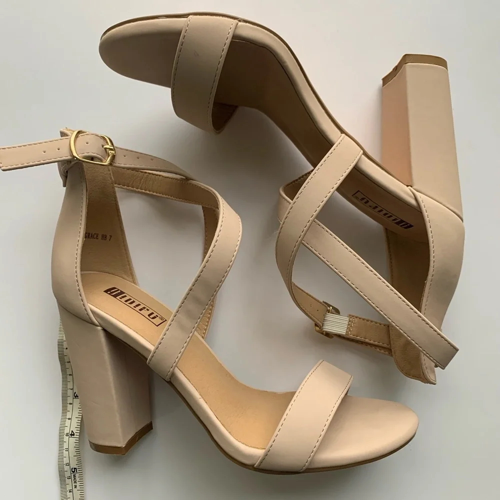 IDIFU Ankle strap chunky heel color nude - Picture 2 of 8